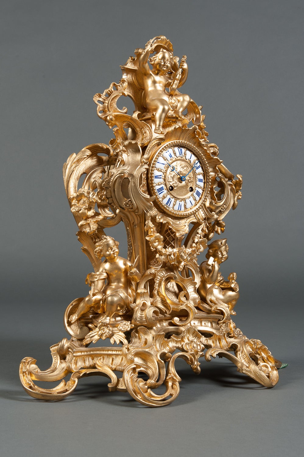 A 19th Century French Gilt Bronze Figural Mantle Clock

Circa 1880

Origin: France

Height: 24