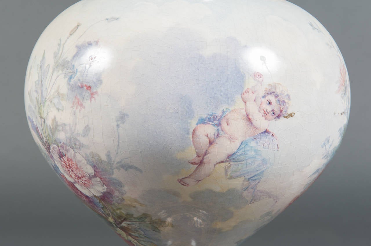 An Unique French Sevres Style Hand Painted Porcelain Lidded Vase For Sale 4