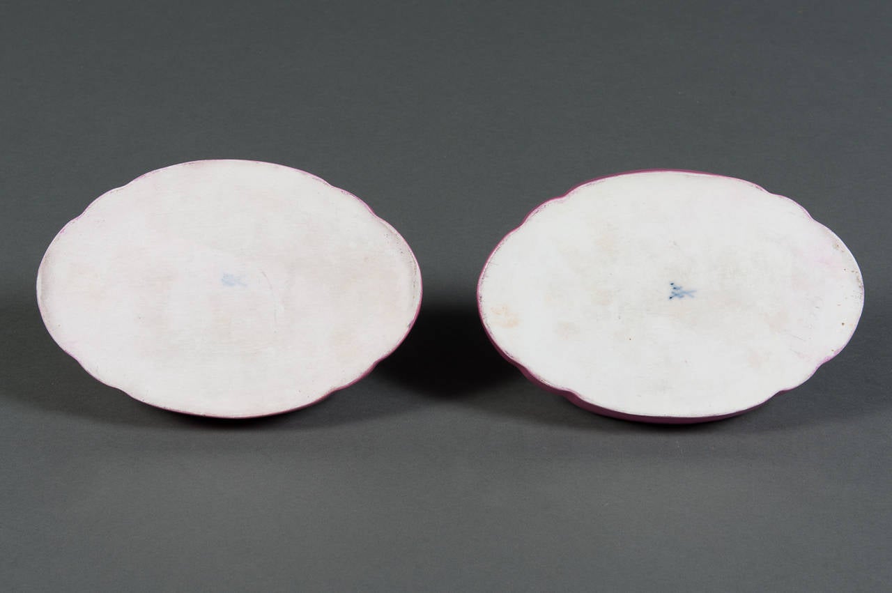 A Pair of 19th Century Pink Ground Meissen Porcelain Cachepots on Bases 5