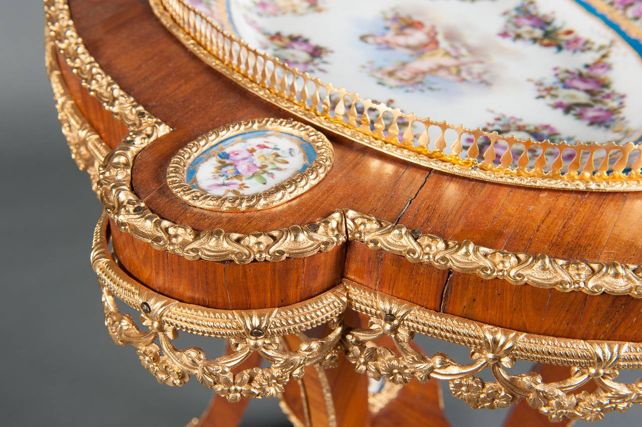 Ormolu-Mounted Sèvres Porcelain Side Table For Sale 2
