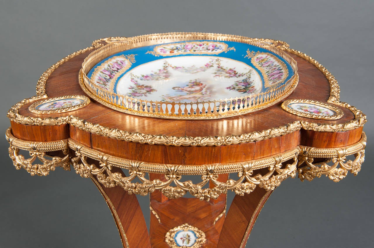 French Ormolu-Mounted Sèvres Porcelain Side Table For Sale