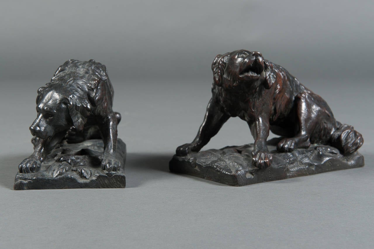 A Pair of French Patinated Bronze Wild Dogs by A. Barye Barbedienne Foundry

Circa 1890
 
Origin: France
 
Height: 5″
Width: 7.38″
Depth: 4″

Material: Bronze

Excellent Condition
 
Signed: Barye with a F.Barbedienne Paris foundry mark