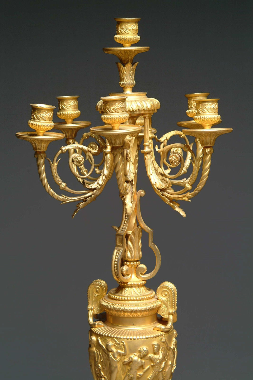 Fine Pair of Late 19th Century French Ormolu and White Marble Candelabrum In Excellent Condition In Los Angeles, CA