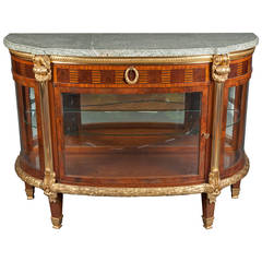 A 19th C. French Kingwood Bronze Mounted & Parquetry Marble-Top Commode Vitrine 10