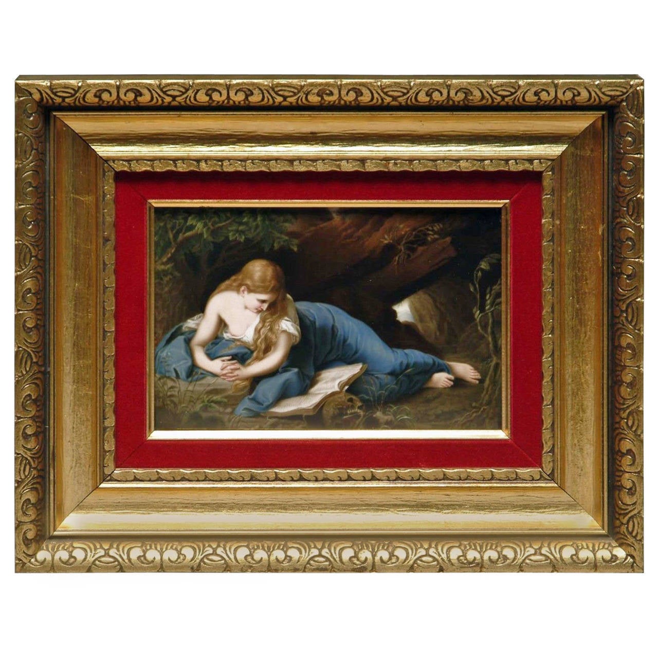 Targa K.P.M tedesca del XIX secolo raffigurante la Maddalena reclinata