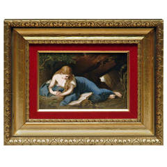 A 19th Century German K.P.M Plaque Depicting Reclining Magdalene