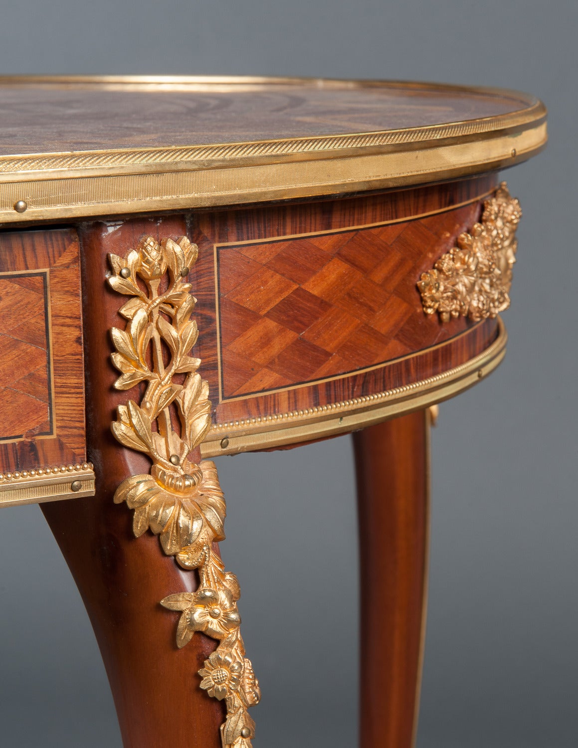 Louis XV French Marquetry Center Table attributed to Francois Linke For Sale