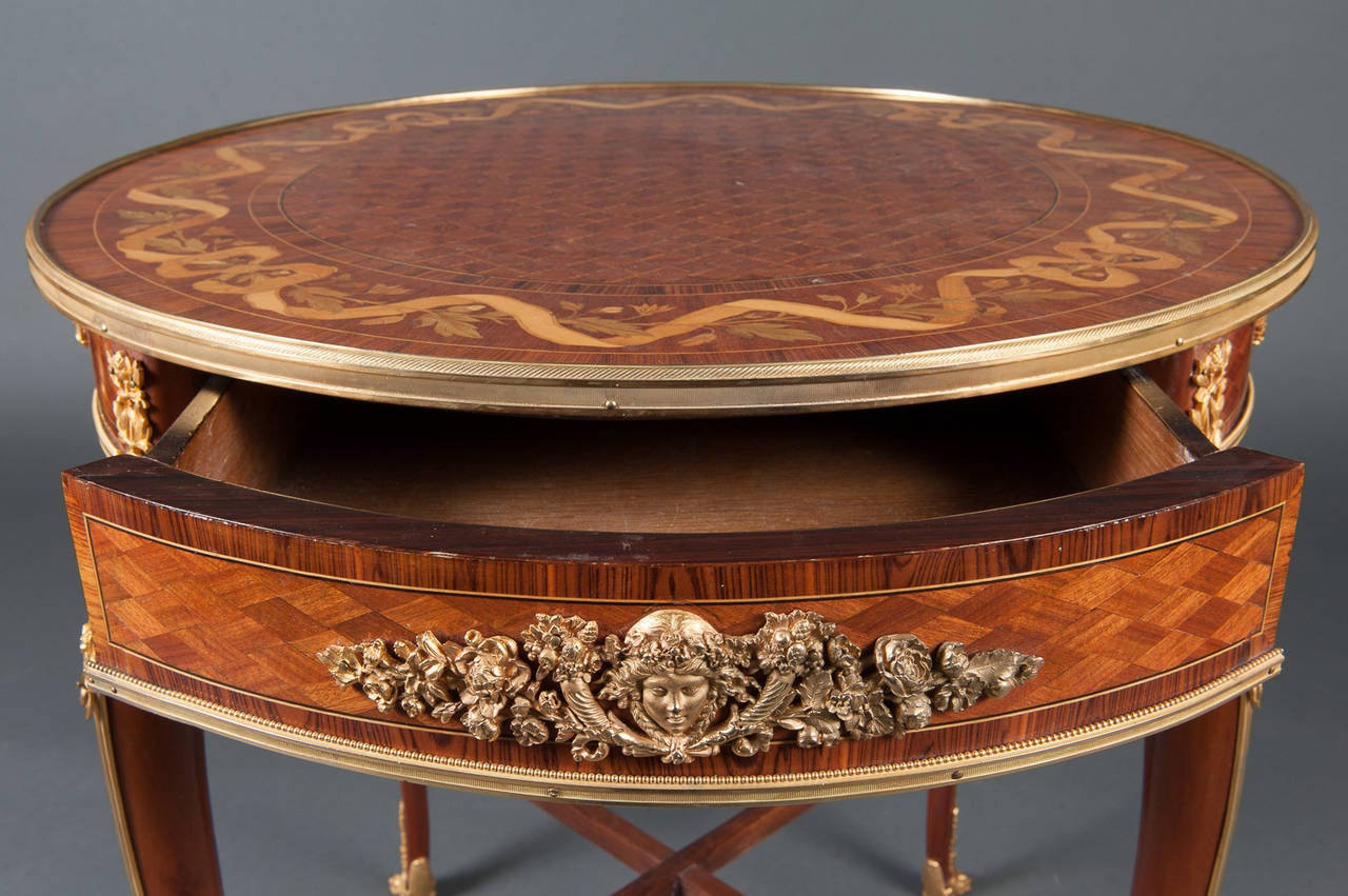 Late 19th Century French Marquetry Center Table attributed to Francois Linke For Sale