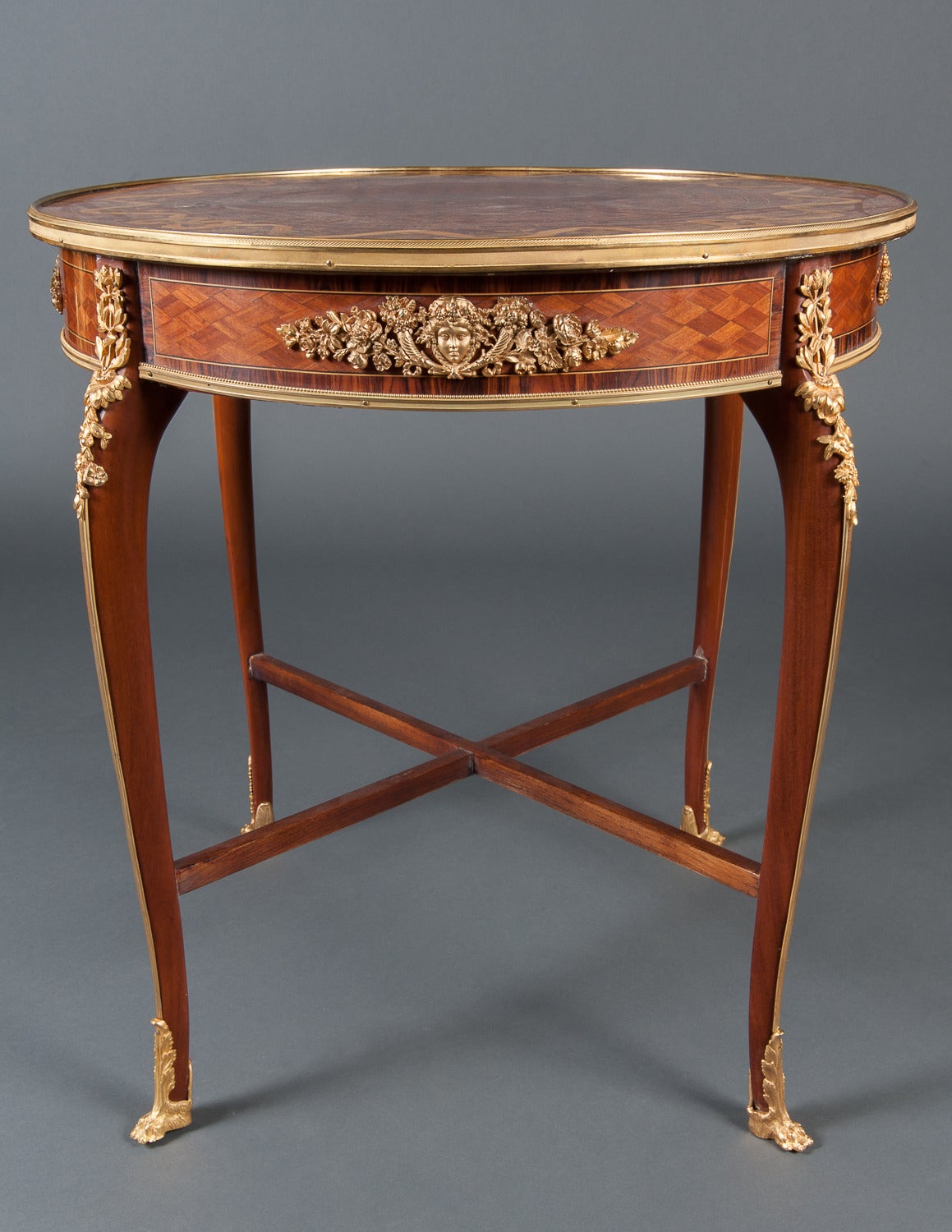 French Marquetry Center Table attributed to Francois Linke For Sale 1