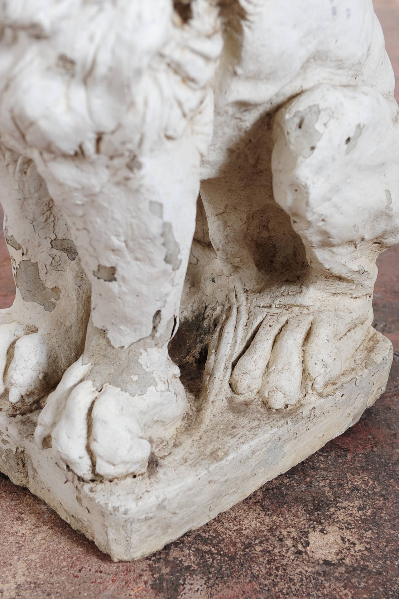 A Pair of 19th Century Italian Baroque Outdoor Concrete Lion Sculptures ...