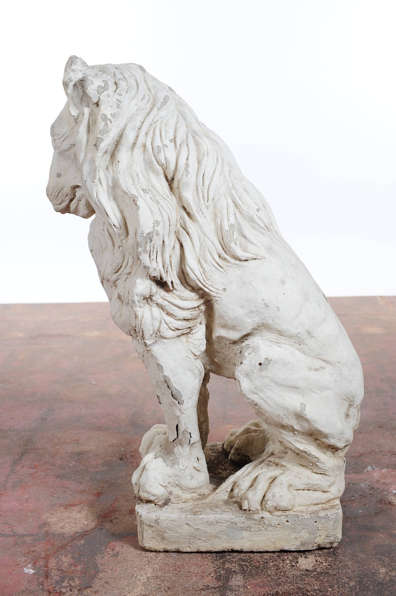 A Pair of 19th Century Italian Baroque Outdoor Concrete Lion Sculptures 1