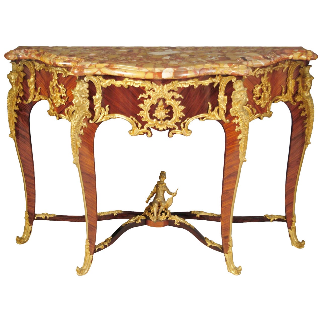 French Louis XV Style Ormolu-Mounted, KingWood Console Table  For Sale