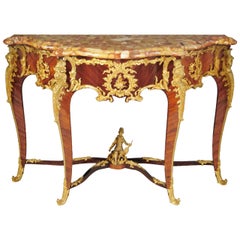 French Louis XV Style Ormolu-Mounted, KingWood Console Table 