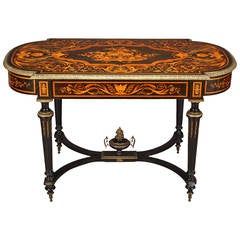 New York Neo-Grec Marquetry Inlay Bronze Mounted Ebonized Table 5