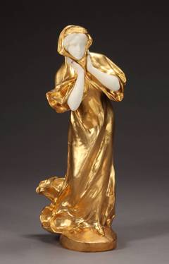 An Italian Ormolu Bronze and White Marble Sculpture of Coupe de Vent