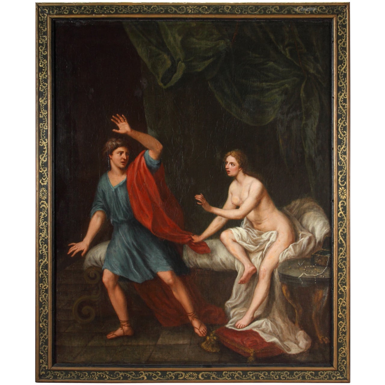 18th century French Oil on Canvas  "Joseph and Potiphar's wife"