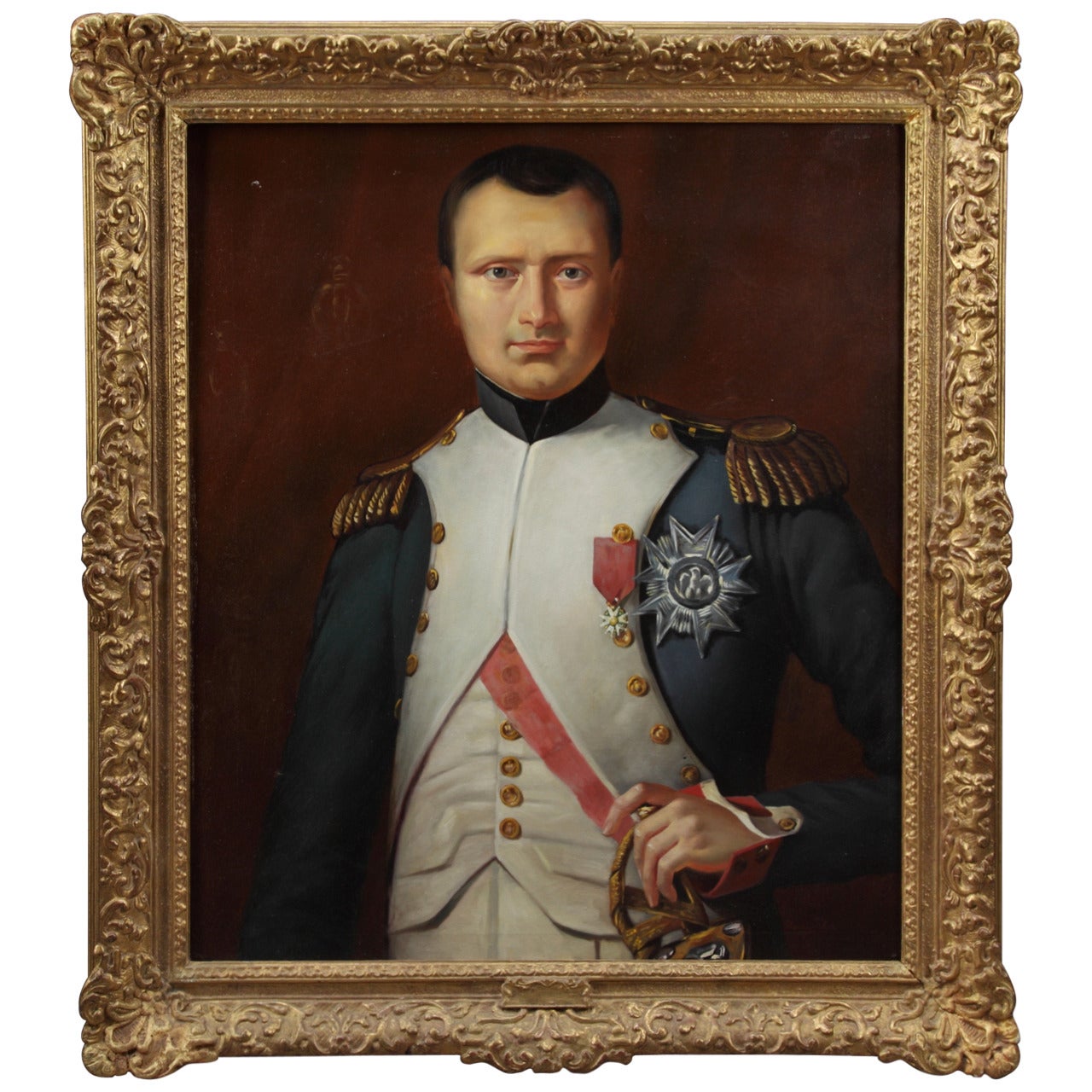 French Oil on Canvas Portrait of Napoleon Bonaparte