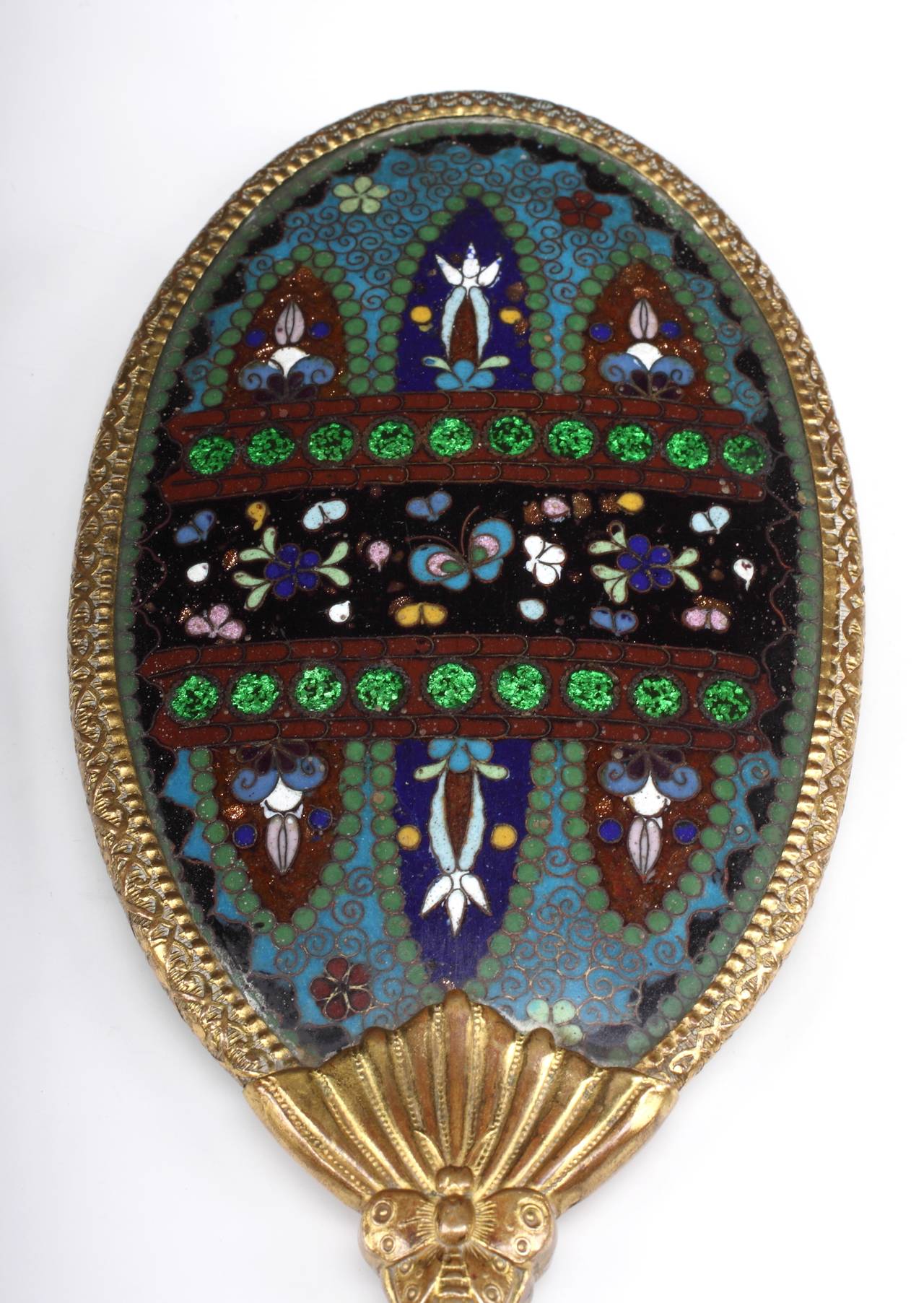A Cloisonné Hand Mirror In Excellent Condition In Los Angeles, CA