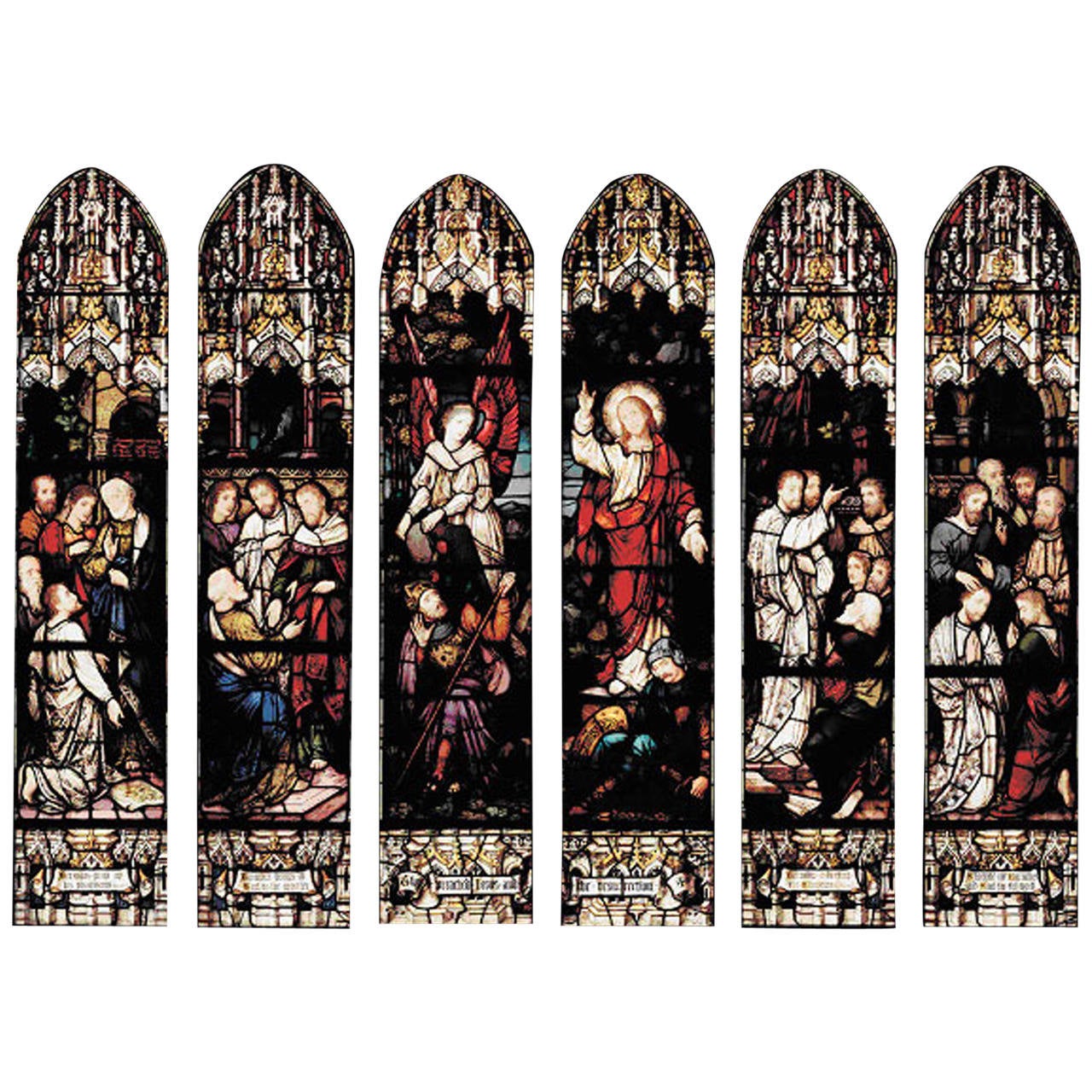 SixPanel 19th c. Stained Glass Windows by Mayer of Munich For Sale at 1stdibs