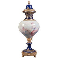 An Unique French Sevres Style Hand Painted Porcelain Lidded Vase 8