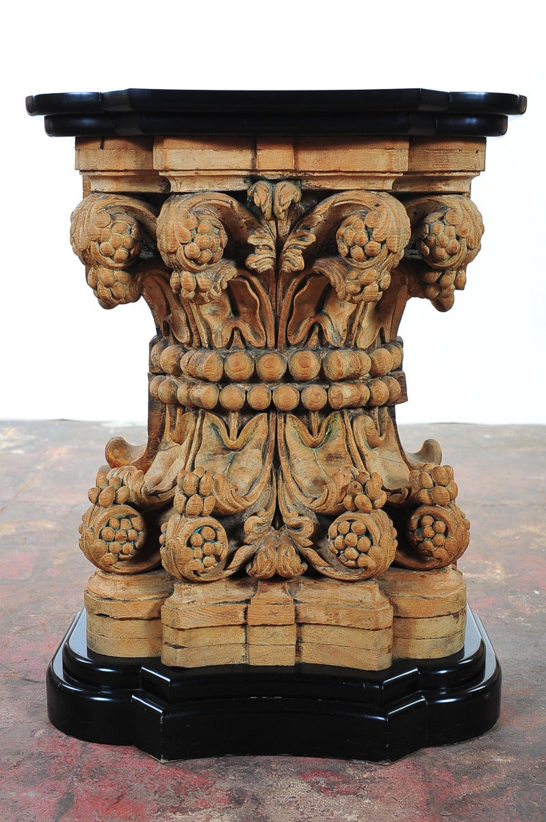 18th Century and Earlier Pair of Italian Renaissance Carved Corinthian Capitals Made into Consoles