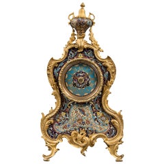 Reloj Regulador Francés de Bronce Ormolu y Esmalte Champlevé de 8 Días