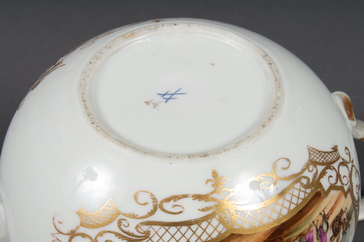 Fine Antique 19th Century Meissen Porcelain Topographical 12-Piece Tea Set 4