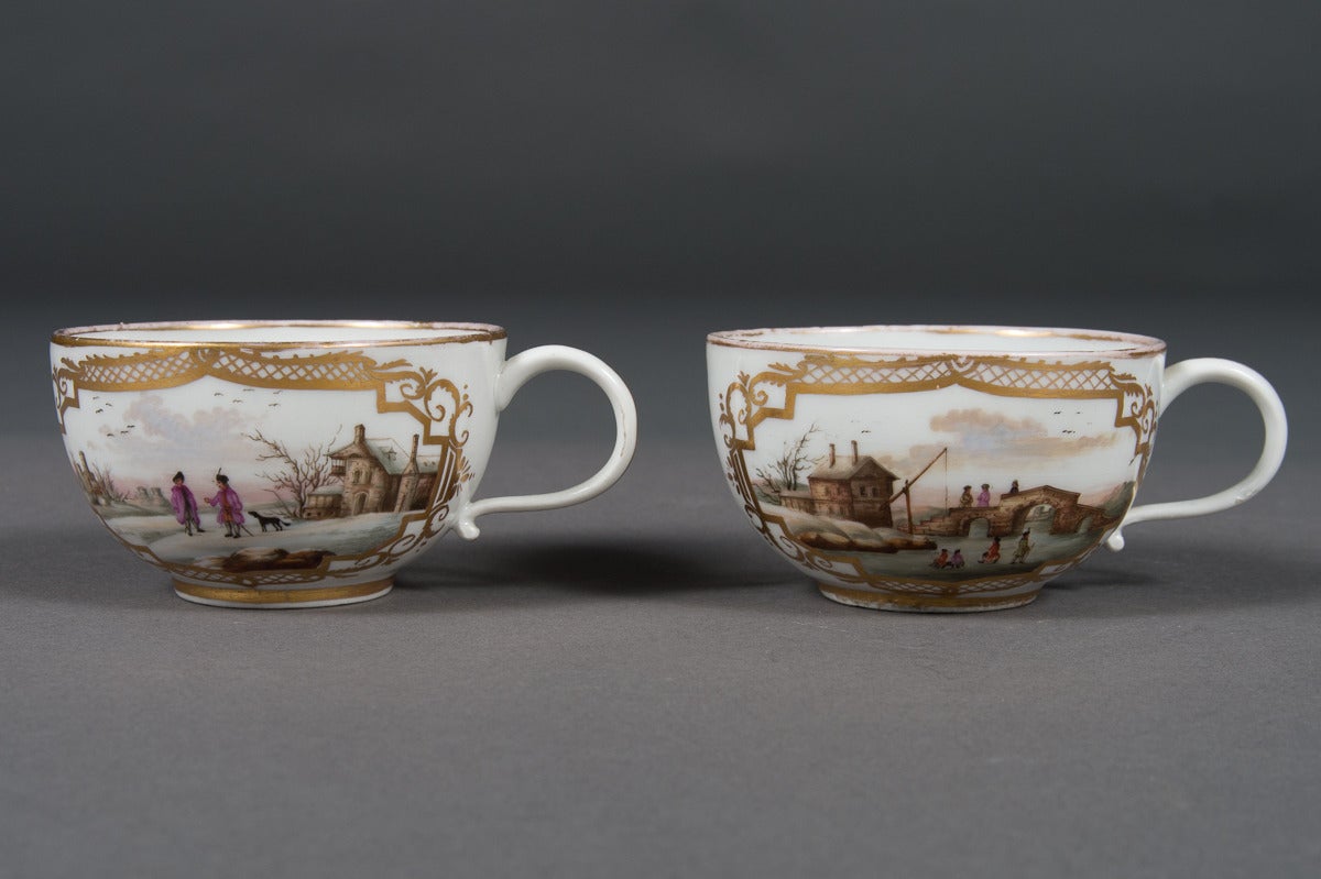 Fine Antique 19th Century Meissen Porcelain Topographical 12-Piece Tea Set 2