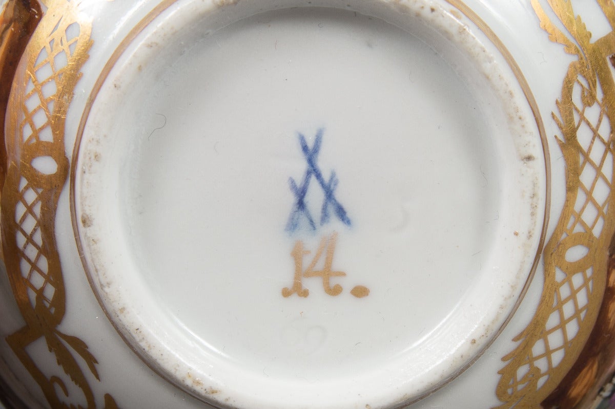 Fine Antique 19th Century Meissen Porcelain Topographical 12-Piece Tea Set 6