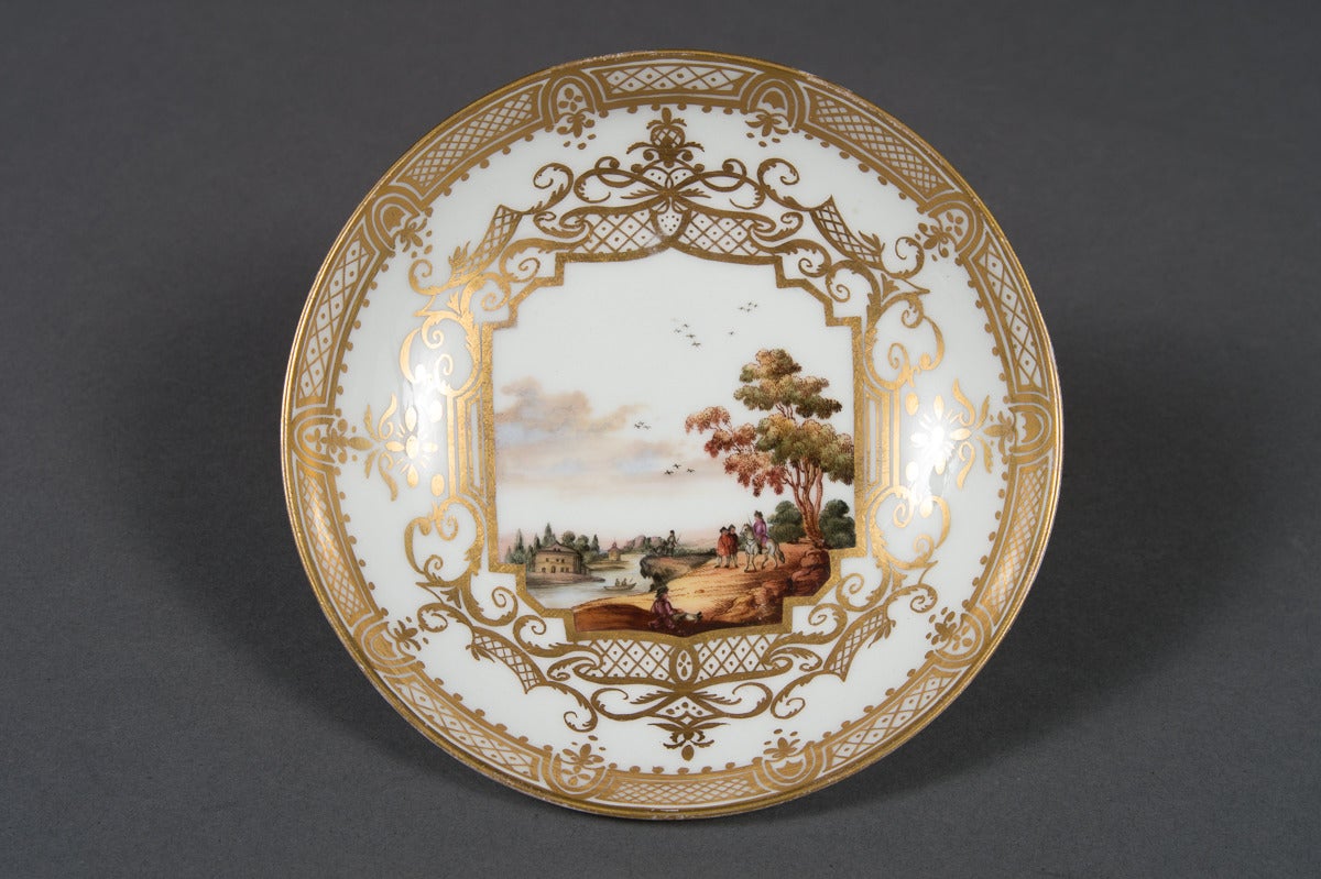 Fine Antique 19th Century Meissen Porcelain Topographical 12-Piece Tea Set 5