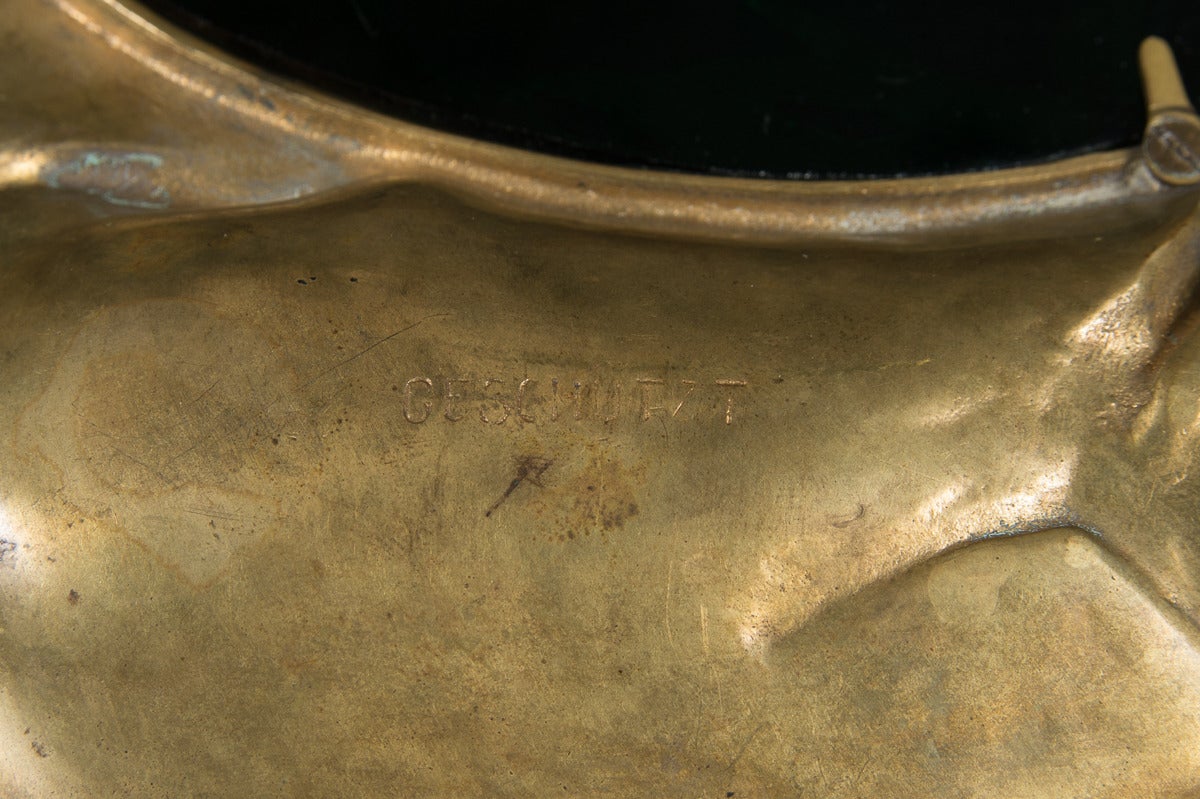 Viennese Bronze Inkwell with Mermaid and Octopus Design Marked Geschutzt 2