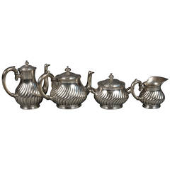 Antique Four-Piece Silver Plated Tea Set by Christofle