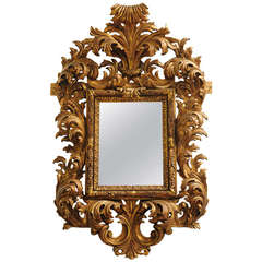 Very Fine Late 19th Century Italian Rococo Style Carved Wood Mirror