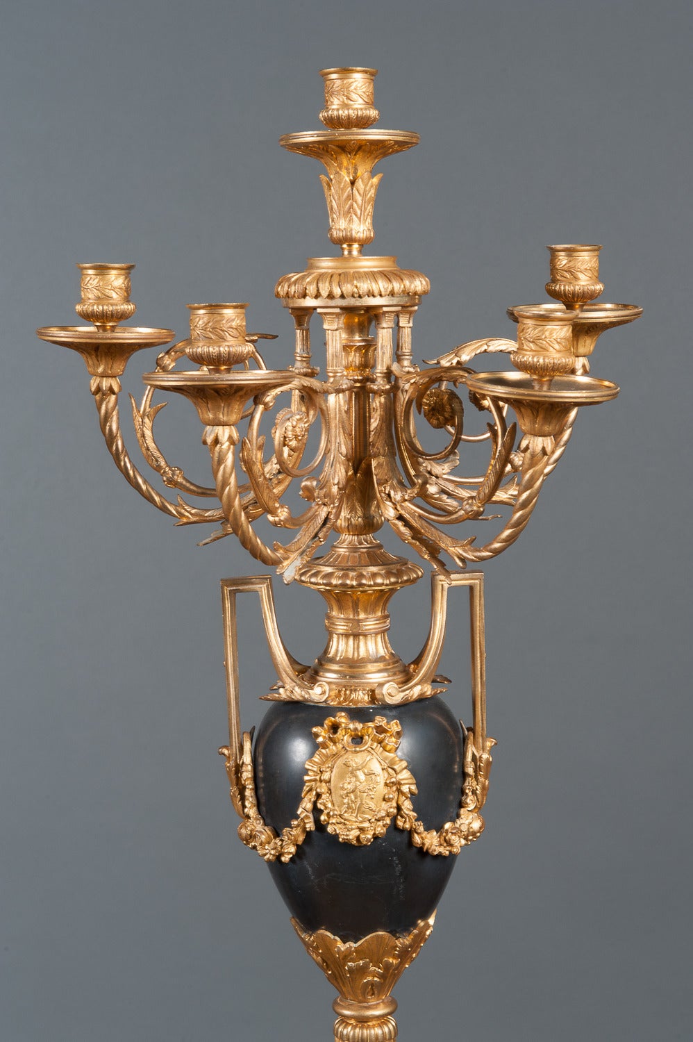 Gilt A French Napoleon III Ormolu & Marble Three Piece Garniture After Clodion C.1870