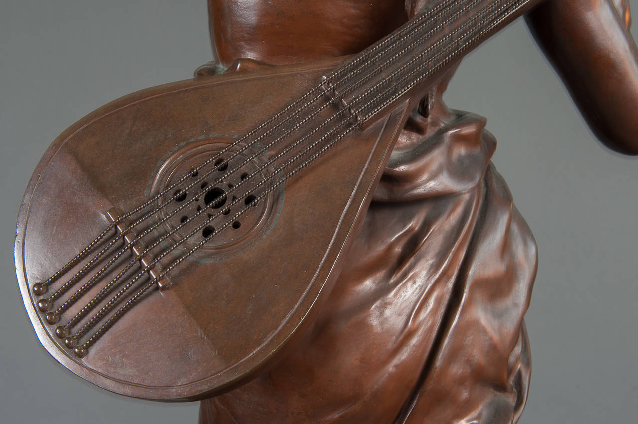 Torchère figurative en bronze intitulée : « Music ».  par Jules Felix Coutan en vente 1