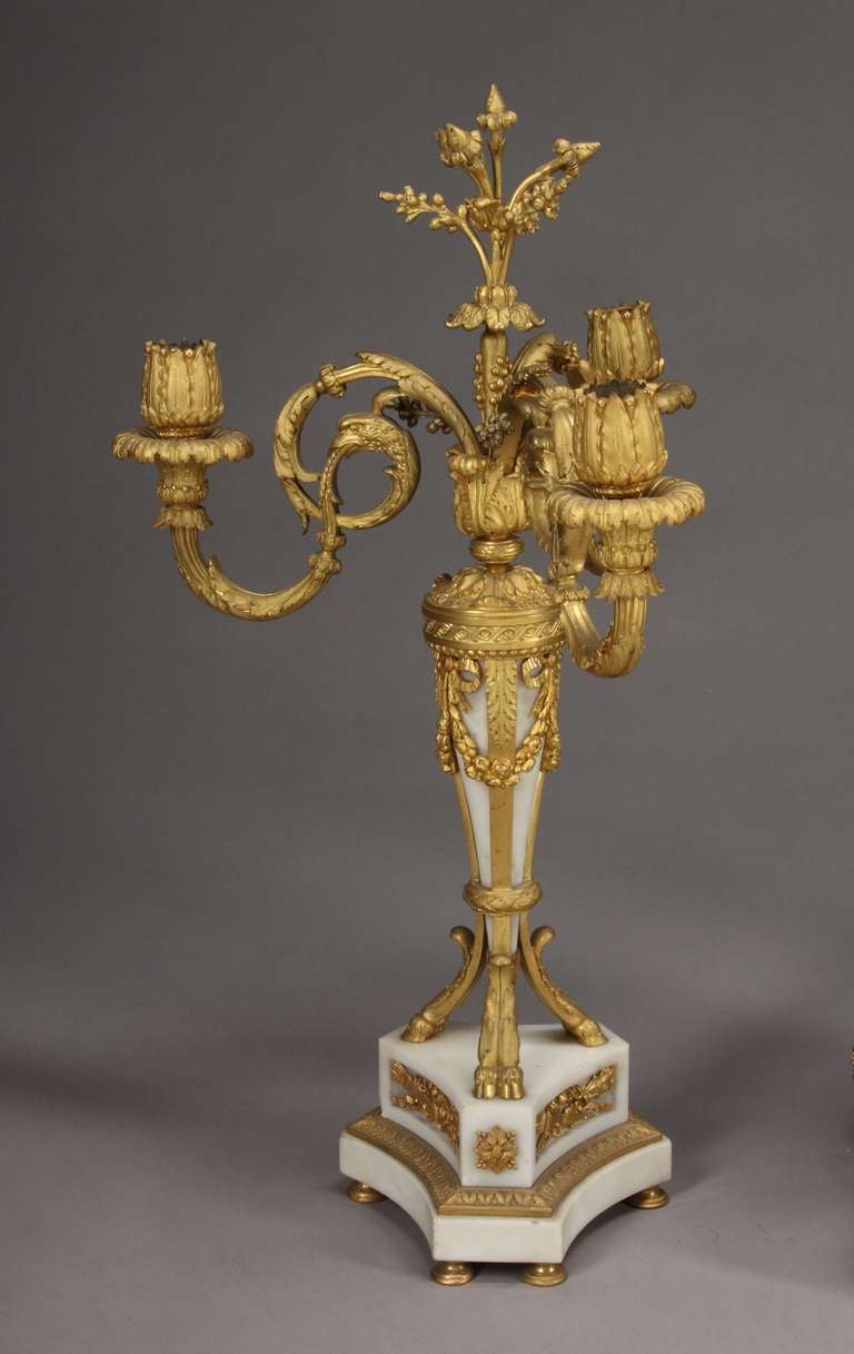 Louis XVI Unusual 19th Century French rotary Clock Garniture For Sale
