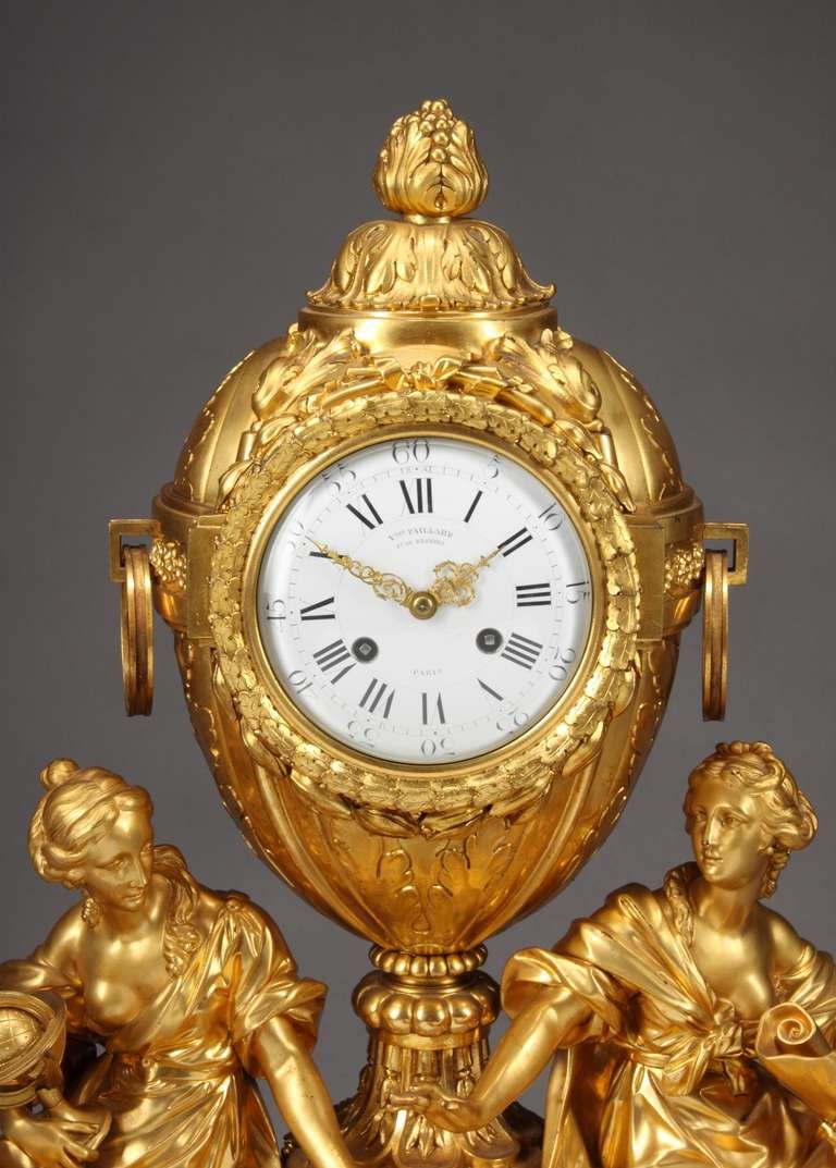 French Ormolu Mantel Clock by Victor Paillard For Sale 3