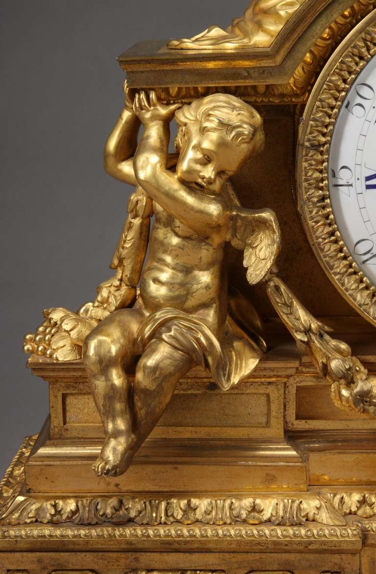 A French Antique Napoleon III Gilt Bronze Mantel Clock by Henry Picard 

The blue and white enamel dial signed: MONBRO FILS AINE / JACQUIER HER

The bronze marked: H. PICARD

Dimensions: Height: 21