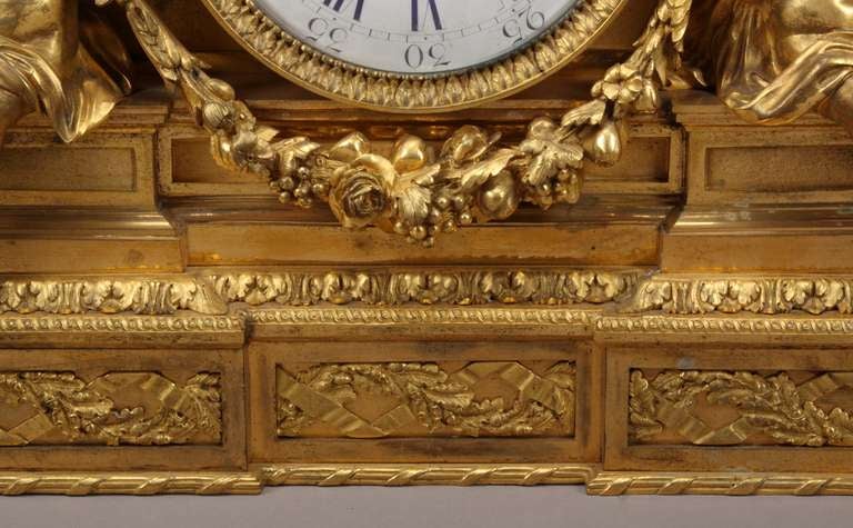 A French Antique Napoleon III Gilt Bronze Mantel Clock by Henry Picard 1