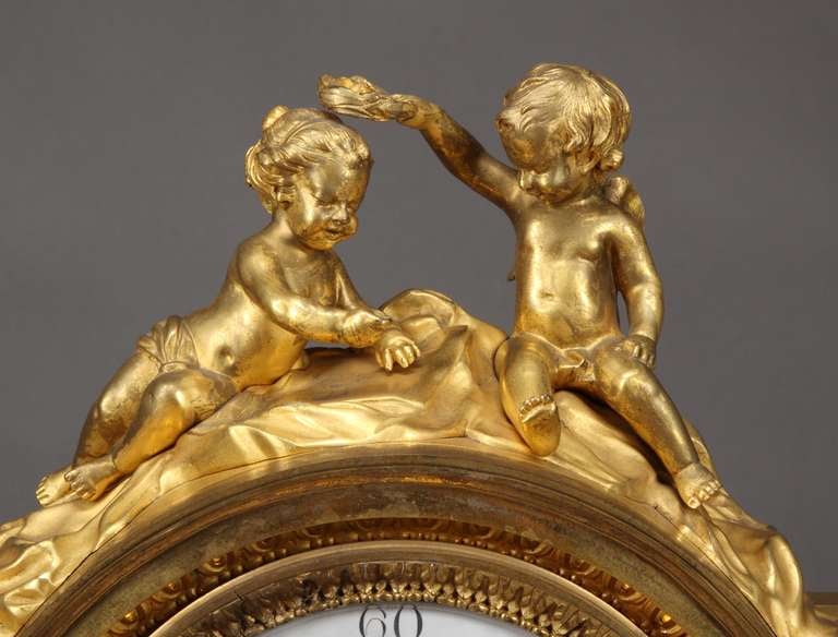 A French Antique Napoleon III Gilt Bronze Mantel Clock by Henry Picard 2