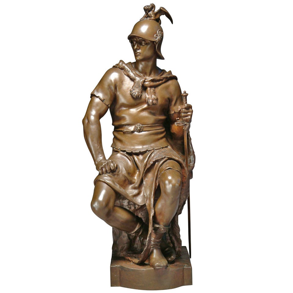 A French Bronze Model of A Roman Soldier Entitled "Le Courage Militaire"
