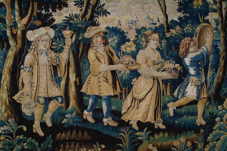 Sehr schöner flämischer Brüsseler Barockteppich mit Allegorie aus dem späten 17. Jahrhundert (Belgisch) im Angebot