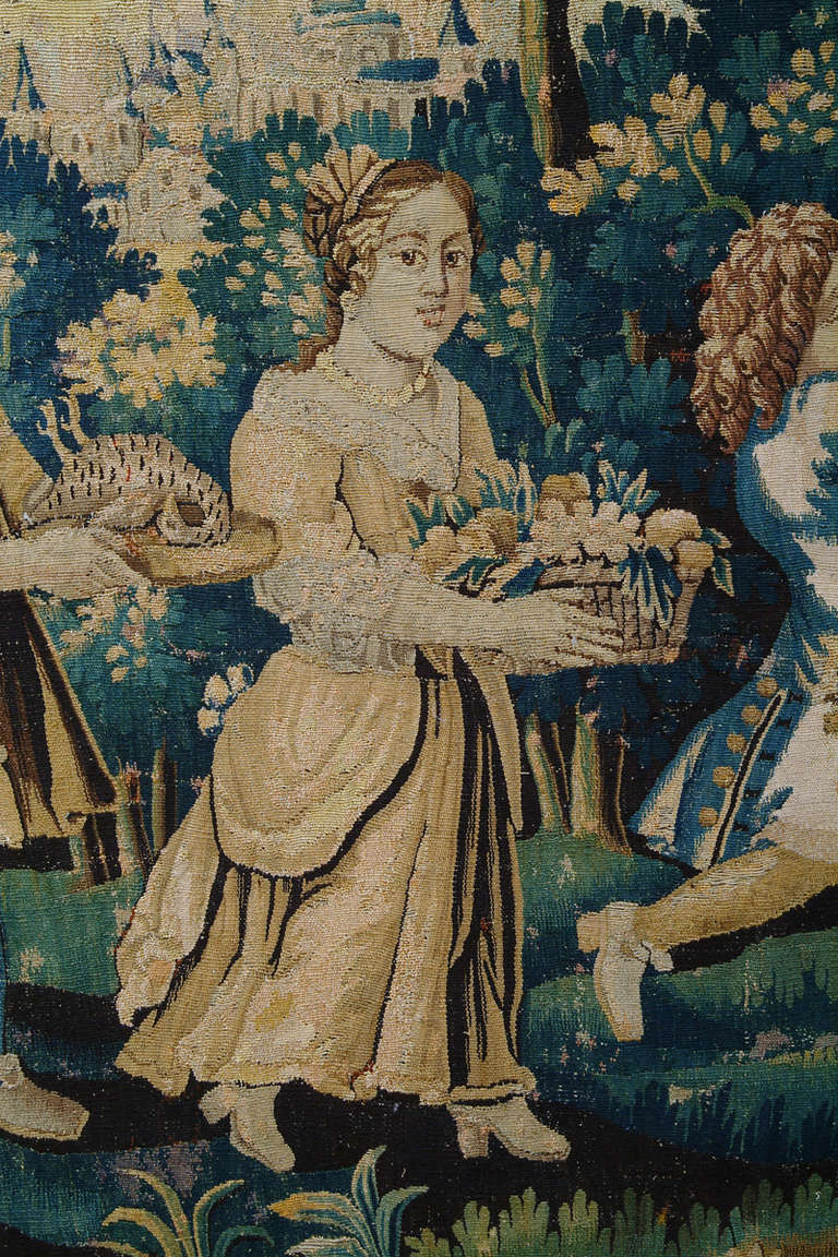 Belgian Very Fine Late 17th Century Allegorical Flemish Brussels Baroque Tapestry For Sale