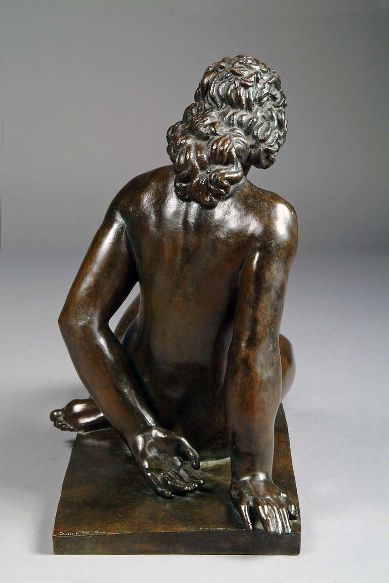 Milieu du XXe siècle Figure en bronze de Raymond Delamarre 