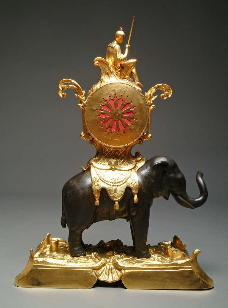 Louis XV French Bronze Elephant Mantel Clock