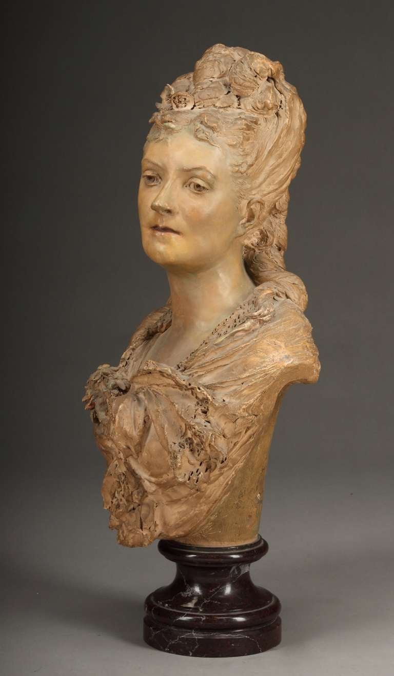 French Terracotta Bust of a Lady by Albert Ernest Carrier-Belleuse
