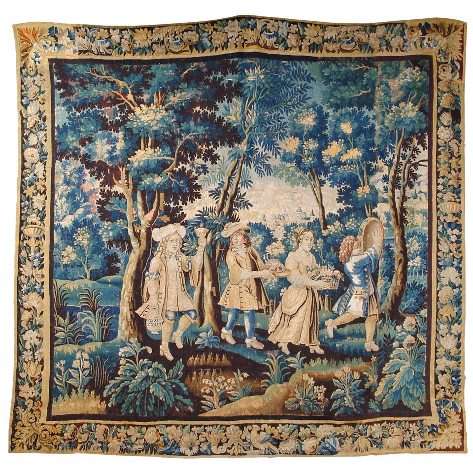 Very Fine Late 17th Century Allegorical Flemish Brussels Baroque Tapestry For Sale