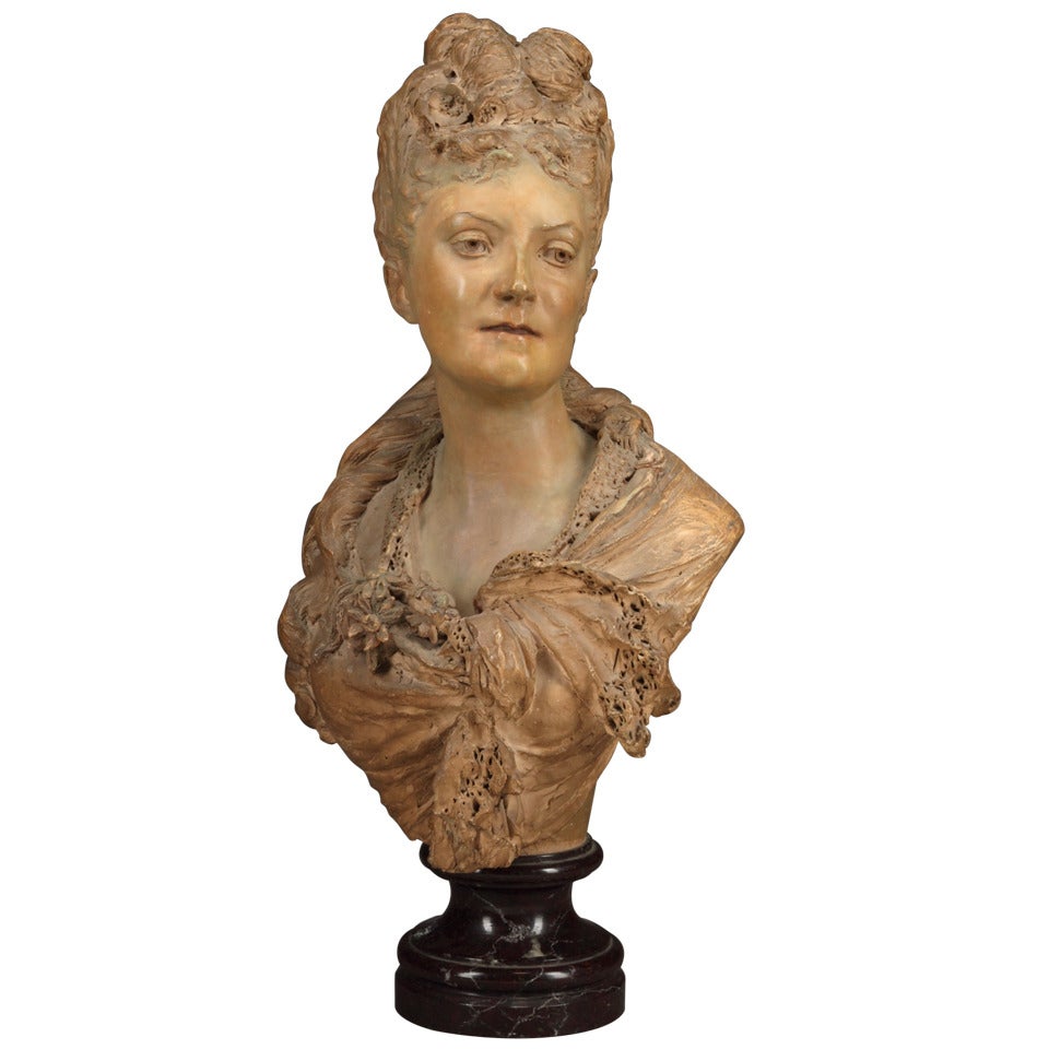 Terracotta Bust of a Lady by Albert Ernest Carrier-Belleuse
