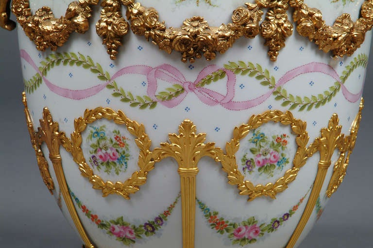 French Sevres Gilt Bronze Mounted Cache Pot
