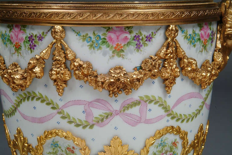 Porcelain Sevres Gilt Bronze Mounted Cache Pot